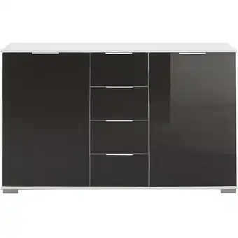 ManoMano Schlafzimmer Sideboard in weiß mit grauem Glas ELSTRA-43, b/h/t ca. 130/83/41 cm - grau Angebot