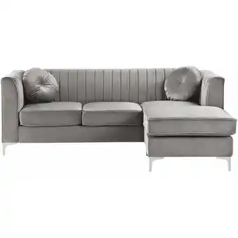 ManoMano Elegantes Ecksofa aus Samtstoff linksseitig grau Timra - Grau Angebot