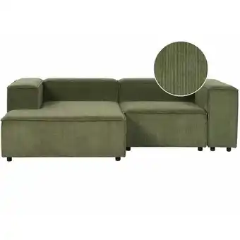 ManoMano Modul-Ecksofa Cord grün 2-Sitzer Sofa mit Chaiselongue rechtsseitig Aprica - Grün Angebot