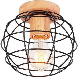 ManoMano Axhup - Metall Hölzern Deckenlampe E27 Lüster Käfig Design Retro Deckenleuchte für Wohnzimmer Schlafzimmer Café Restaurant Ba Angebot