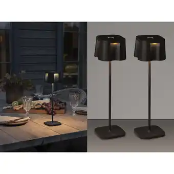 ManoMano Meinewunschleuchte - 2er Set Wiederaufladbare Akku led Outdoor Tischleuchten, Schwarz Höhe 36cm Angebot