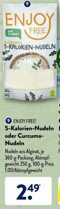 Aldi Süd Enjoy Free! 5 Kalorien Nudeln oder Curcuma Nudeln 360g Angebot