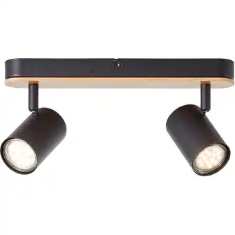 ManoMano Brilliant - Niels Spotbalken 2flg schwarz matt/natur, Metall/Bambus, 2x led, GU10, 10 w - braun Angebot