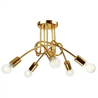 ManoMano Lamkur Lighting - Lamkur Camilla Flexi Camilla Multi Arm Halbbündige Deckenleuchte Golden, 5x E27 Angebot