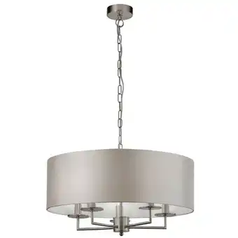 ManoMano Searchlight - knightsbridge - Satin Silver Deckenanhänger 5 Light mit Silver Faux Silk Shade Angebot