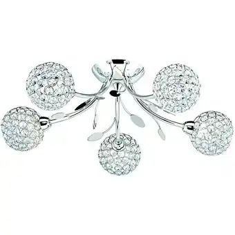 ManoMano Bellis - 5 Light Semi Flush Multi Arm Deckenleuchte Chrom und Glas Blumenblätter Design, G9 - Searchlight Angebot