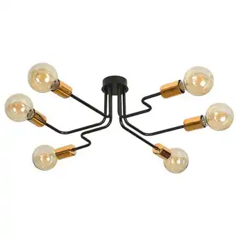 ManoMano Emibig Lighting - Emibig harmony Schwarz/Kupfer mehrarmige halbbündige Deckenleuchte 6x E27 Angebot