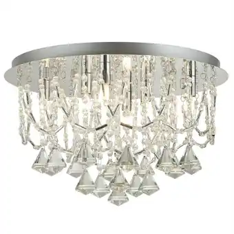 ManoMano Mela - 6 Light Ceiling Semi Flush Light Chrom, klar mit Kristallglas, G9 - Searchlight Angebot