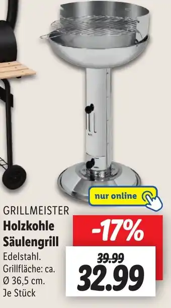 Lidl GRILLMEISTER Holzkohle Säulengrill Angebot