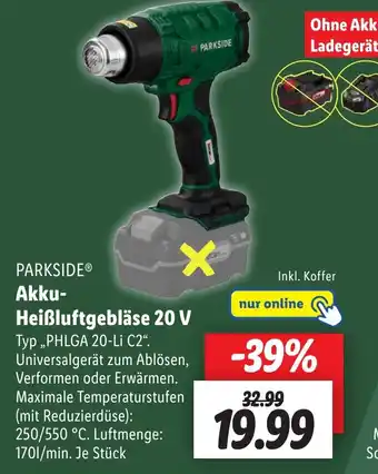 Lidl PARKSIDE Akku- Heißluftgebläse 20 V Angebot