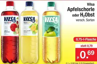 Zimmermann Vilsa Apfelschorle oder H2Obst 0,75L Angebot