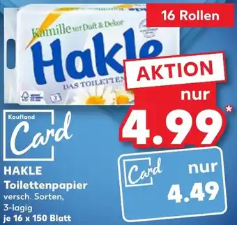 Kaufland HAKLE Toilettenpapier 16 x 150 Blatt Angebot