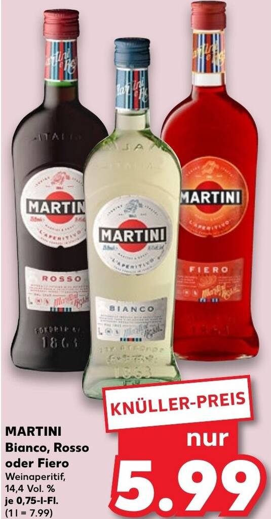 MARTINI Bianco, Rosso oder Fiero 0,75 LFl. Angebot bei Kaufland
