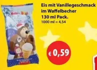 Mix Markt Eis mit Vanillegeschmack im Waffelbecher 130 ml Pack. Angebot