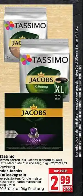 Edeka Tassimo Oder Jacobs Kaffeekapseln Angebot