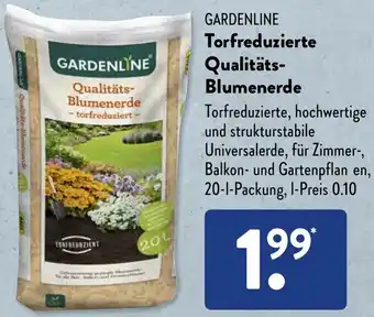 Aldi Süd GARDENLINE Torfreduzierte Qualitäts Blumenerde 20 L Packung Angebot