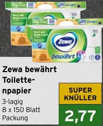 CAP Markt Zewa bewährt Toilettenpapier 8 x 150 Blatt Packung Angebot