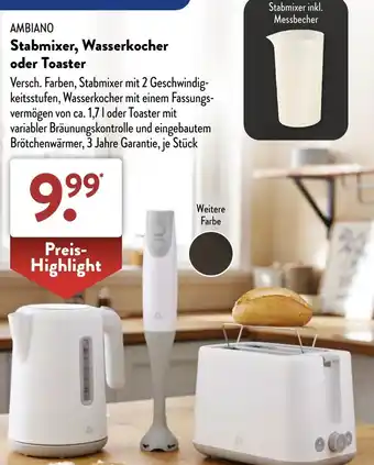 Aldi Süd AMBIANO Stabmixer, Wasserkocher oder Toaster Angebot