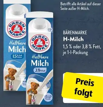 Aldi Süd BÄRENMARKE H-Milch 1 L Packung Angebot