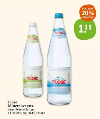 basic Plose Mineralwasser 1 l Flasche Angebot