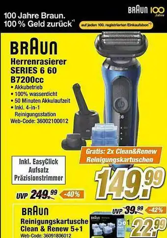 Expert Braun Herrenrasierer Series 6 60 B7200cc Angebot