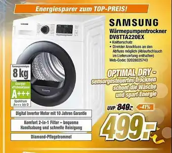 Expert Samsung Wärmepumpentrockner Dv8tta220ex Angebot