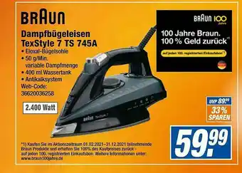 Expert Braun Dampfbügeleisen Textyle 7 Ts 745a Angebot