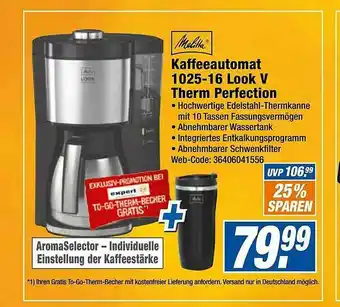 Expert Melitta Kaffeeautomat 1025-16 Look V Therm Perfection Angebot