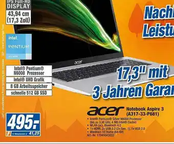 expert Techno Land Acer Notebook Aspire 3 A317-33-p681 Angebot