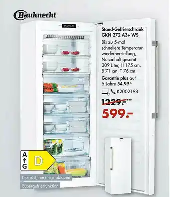 Galeria Bauknecht Stand-gefrierschrank Gkn272 A3+ Ws Angebot