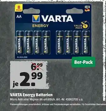 Hagebau Varta Energy Batterien Angebot