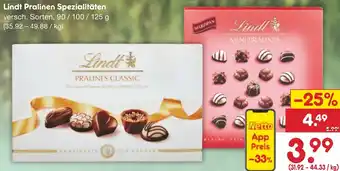 Netto Marken-Discount Lindt Pralinen Spezialitäten 90/100/125 g Angebot