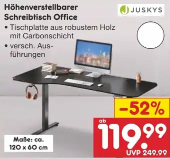 Netto Marken-Discount JUSKYS Höhenverstellbarer Schreibtisch Office Angebot