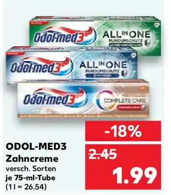 Kaufland Odolmed3 Zahncreme75-ml-Tube Angebot