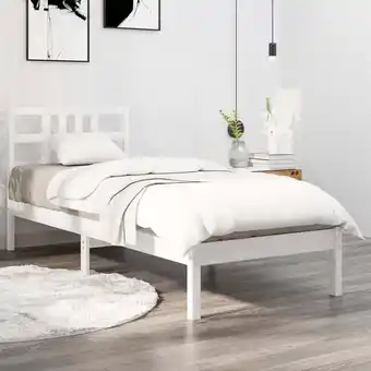 ManoMano Massivholzbett Einzelbett Bett für Schlafzimmer Weiß 90x200 cm DE33923 - Weiß Angebot