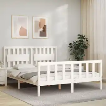 ManoMano Maisonchic - Massivholzbett mit Kopfteil,Schlafzimmerbett,Doppelbett,Bett für Jugendliche,Erwachsene, ältere Menschen Weiß 16 Angebot