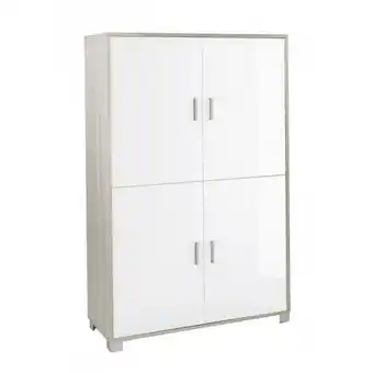 ManoMano Iperbriko - Büroschrank aus glänzender weißer Ulme mit vier Türen und Regalen 107 x 41 x H162 cm Angebot