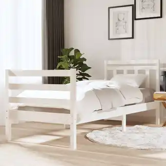 ManoMano Maisonchic - Massivholzbett, Einzelbett, Bettrahmen, Schlafzimmerbett Weiß 90x200 cm LLLA716151 Angebot