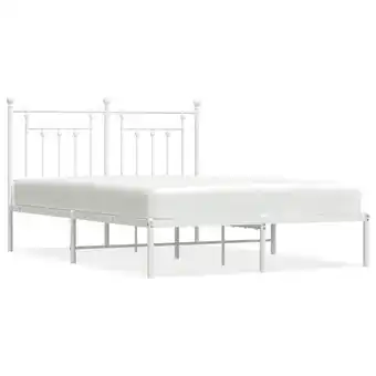 ManoMano Bonnevie - Bettrahmen für Einzelbett,Metallbett, Bettgestell mit Kopfteil Metall Weiß 150x200 cm 17708 - Weiß Angebot