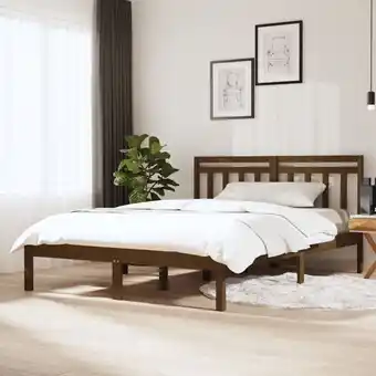 ManoMano Maisonchic - Massivholzbett,Schlafzimmerbett,Doppelbett,Bett für Jugendliche,Erwachsene, ältere Menschen Honigbraun 120x190 c Angebot