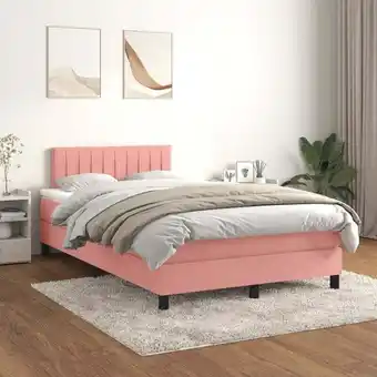 ManoMano Bonnevie - Bettgestell für Erwachsene mit Matratze Kopfteil Bettgestell,Boxspringbett ,Taschenfederkernmatratze Rosa 120x200  Angebot