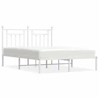 ManoMano Bonnevie - Bettrahmen für Einzelbett,Metallbett, Bettgestell mit Kopfteil Metall Weiß 140x200 cm 16240 - Weiß Angebot