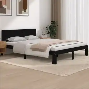 ManoMano Maisonchic - Massivholzbett,Schlafzimmerbett,Doppelbett,Bett für Jugendliche,Erwachsene, ältere Menschen Schwarz Kiefer 140x1 Angebot