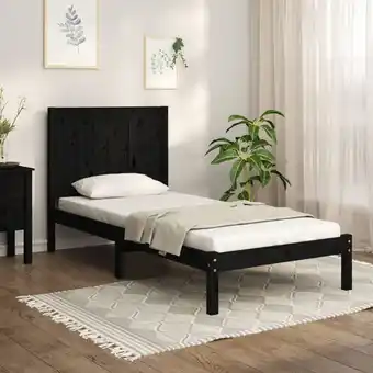 ManoMano Maisonchic - Massivholzbett,Schlafzimmerbett,Einzelbette,Bett für Jugendliche,Erwachsene, ältere Menschen Schwarz Kiefer 90x2 Angebot