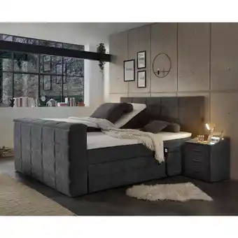 ManoMano Boxspringbett 180x200 cm, mit TV-Halterung, elektrisch verstellbar, Hotelbett in anthrazit DURAZNO-09 - anthrazit Angebot