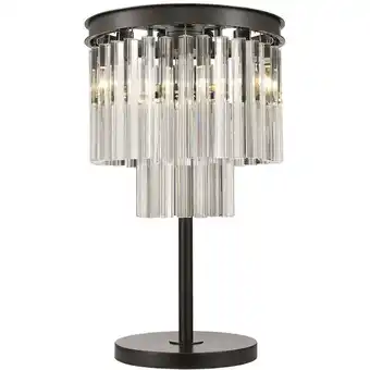 ManoMano Spring Lighting - 3 Leuchttischlampe Schwarz Chrom, Kristall, E14 Angebot