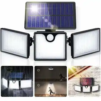 ManoMano Rhafayre - Solarleuchten Außen, 266 led Solarleuchten mit Bewegungsmelder, IP65 wasserdichte Solarleuchte, 340° drehbare Wand Angebot