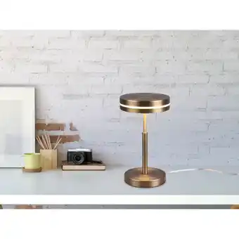 ManoMano Trio Leuchten - Kleine led Tischleuchte franklin rund Höhe 25cm, Altmessing Angebot