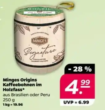 NETTO Minges Origins Kaffeebohnen im Holzfass aus Brasilien oder Peru 250 g Angebot