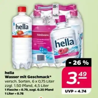 NETTO hella Wasser mit Geschmack versch. Sorten, 6 x 0,75 Liter Angebot